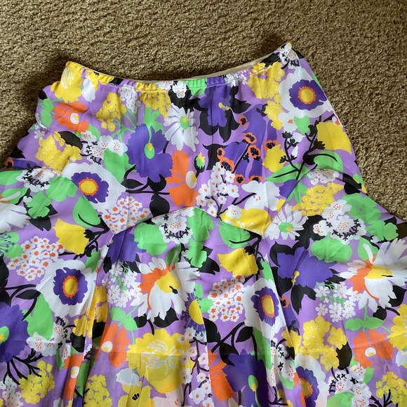 Vintage Bob Mackie Wearable Art Floral A-Line Skirt Plus Size 1X Purple Yellow - Picture 3 of 8